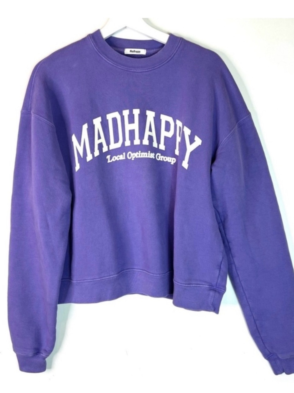 Mad Happy local optimist purple crewneck sweatshirt size M